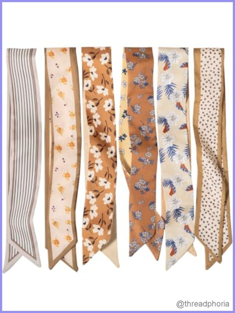 6 Pack Fashion Scarves for Women, Versatile Satin Head Scarf